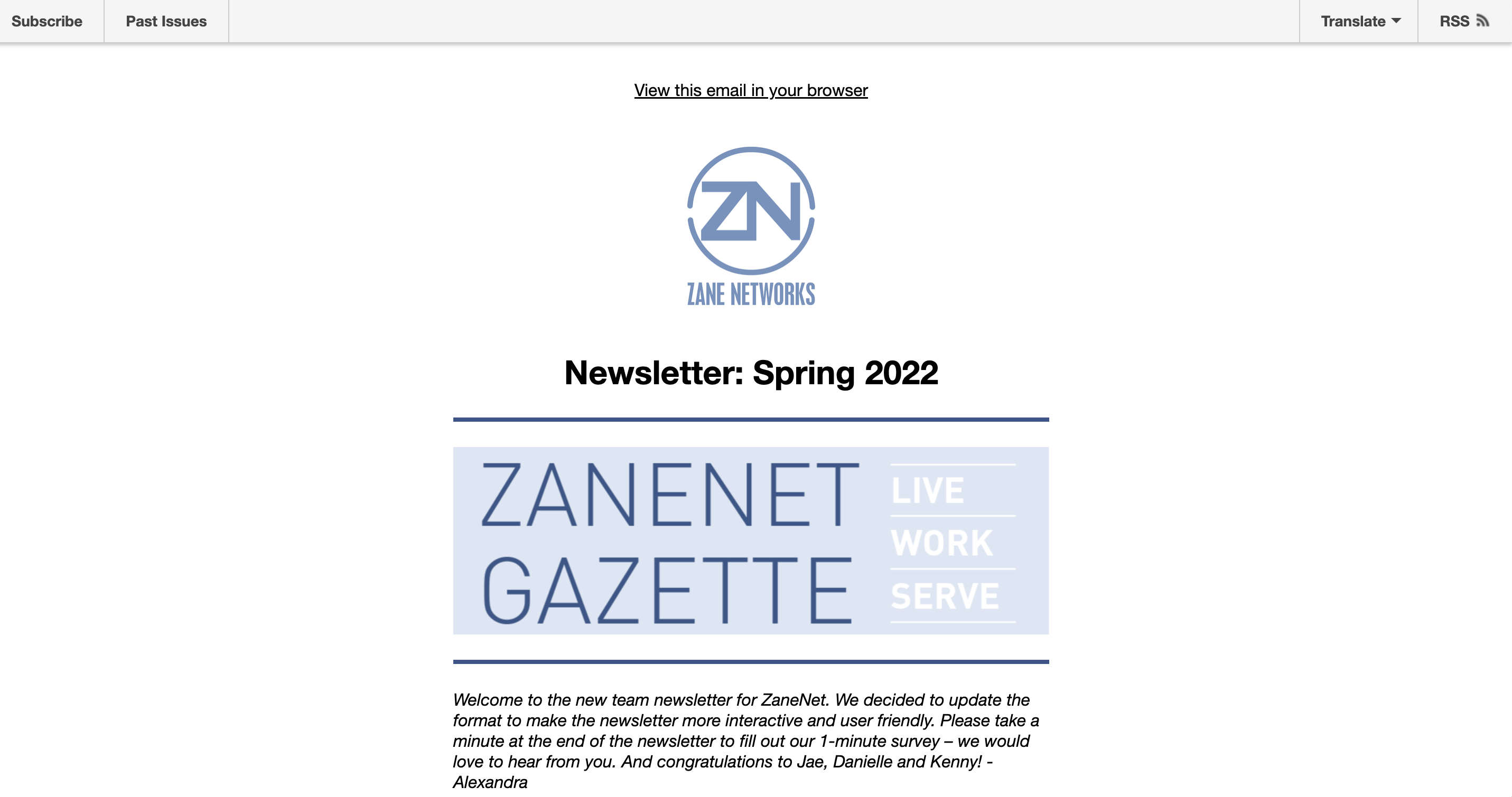Zane Networks Spring 2021